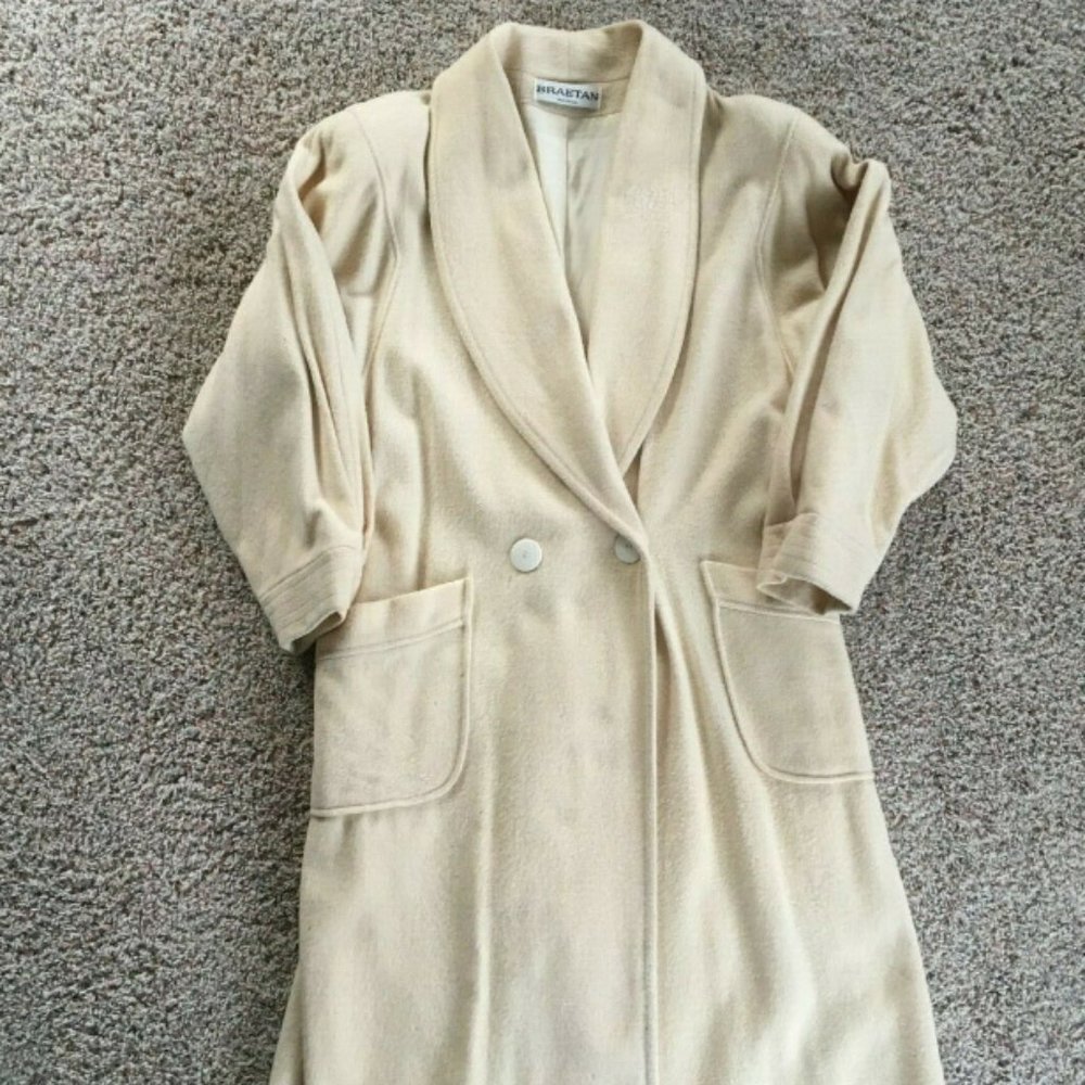 Wool full length pea coat women's jacket